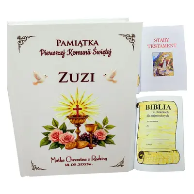 Biblia na Komunię z Imieniem Dziecka- Pamiątka Pierwszej Komunii Świętej Prezent dla Chłopca Dzi