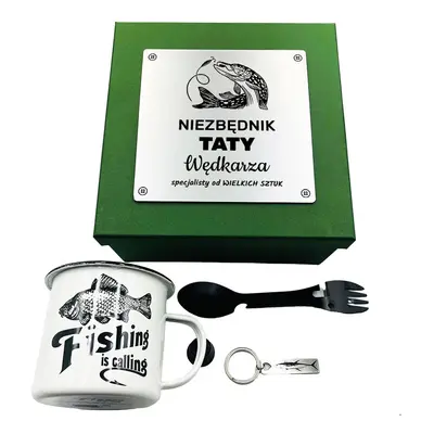 Zestaw Wędkarza dla Taty Kubek Emaliowany, Multiniezbędnik i Brelok - Prezent na Dzień Ojca Świę