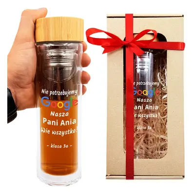 Termos Szklany dla Nauczyciela - Prezent na Dzień Nauczyciela dla Wychowawcy Bidon