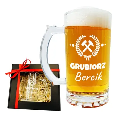 Kufel do Piwa z Grawerem dla Górnika - Prezent na Dzień Górnika Barbórka Grubiorz
