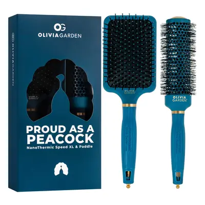 Zestaw Szczotek Olivia Garden Peacock - Paddle Brush + Speed XL 44mm