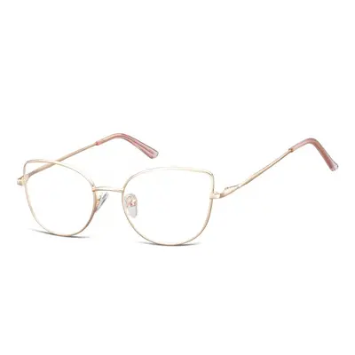 Okulary oprawki korekcyjne kocie oczy zerówki Sunoptic L119F różowe złoto