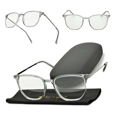 Plusy +2.25 szare okulary do czytania kwadratowe korekcyjne ST322