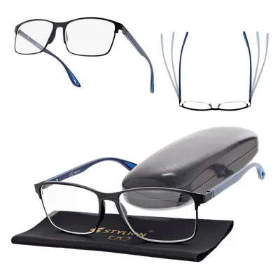 Plusy +3.00 Męskie okulary do czytania korekcyjne ST336 czarny/granat