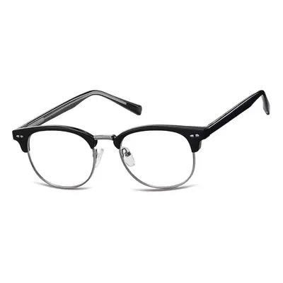 Okulary zerówki owalne oprawki korekcyjne 879A czarny/srebrny