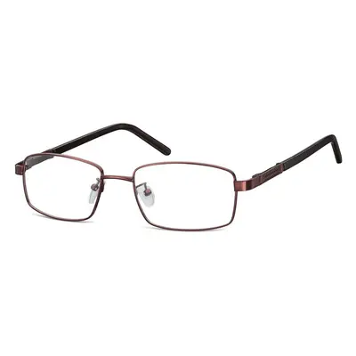 Męskie oprawki korekcyjne zerówki okulary prostokątne metalowe 659B Brązowe