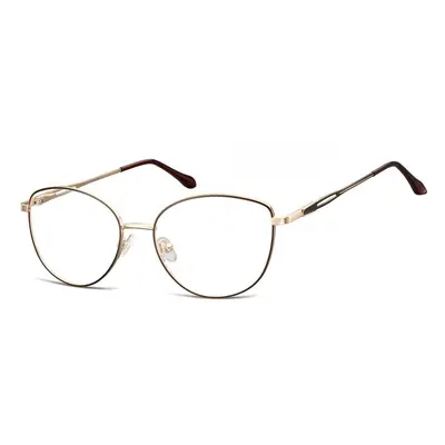 Okulary zerówki oprawki korekcyjne kocie oczy z teleskopami medium M296F brąz/złoty