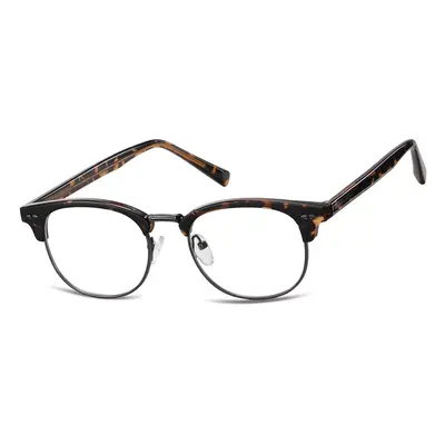 Okulary zerówki owalne oprawki korekcyjne 879F panterka/grafitowy