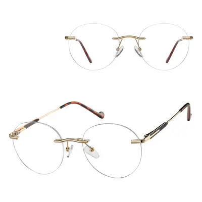 Bezramkowe oprawki korekcyjne okulary zerówki patentki na teleskopach 870A złoty/brązowy