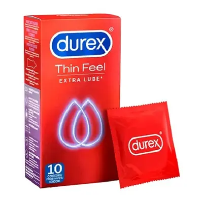 Prezerwatywy cienkie dodatkowo nawilżane - Durex Feel Thin Extra Lube Condoms 10 szt