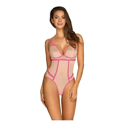 Obsessive - Seksowne Prześwitujące Body Nudelia Teddy Różowe L/XL