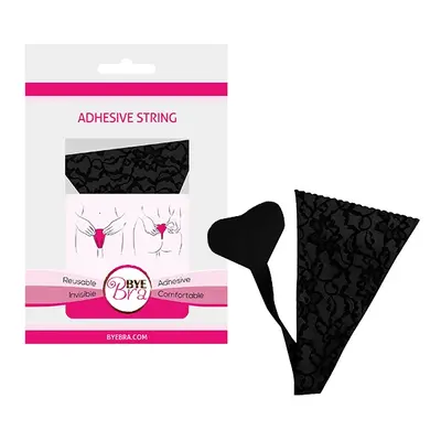 Stringi bezszwowe samonośne - Bye Bra Adhesive String Lace Finish   Czarny