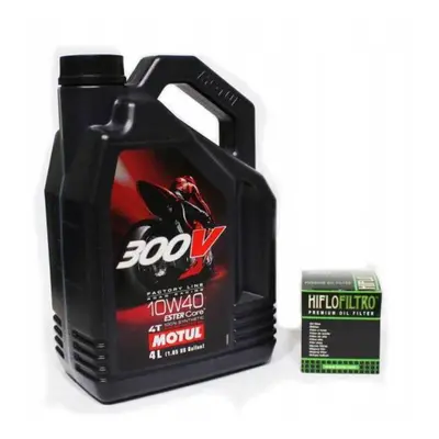 Olej motul 300v 4l 10w40 (syntetyczny) 4t + filtr oleju HF138 APRILIA SUZUKI