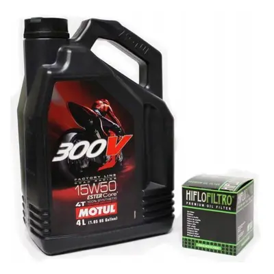 Olej motul 300v 4l 15w50 (syntetyczny) 4t + filtr oleju HF163 BMW