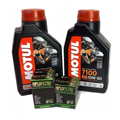 Olej silnikowy (motocykle) MOTUL 7100 10W50 2L (syntetyczny) 4T + filtr oleju HP155 HP157