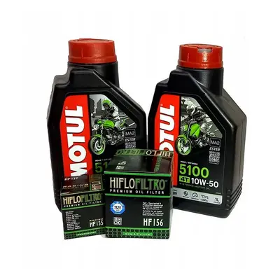 Olej motul 5100 2l 10w50 4T (syntetyczny) + filtr oleju HF155 HF156