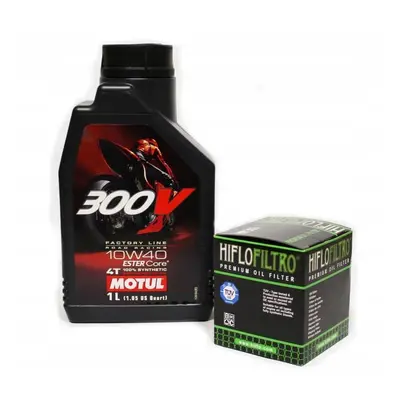 Olej motul 300v 1l 10w40 (syntetyczny) 4t + Filtr oleju HF204