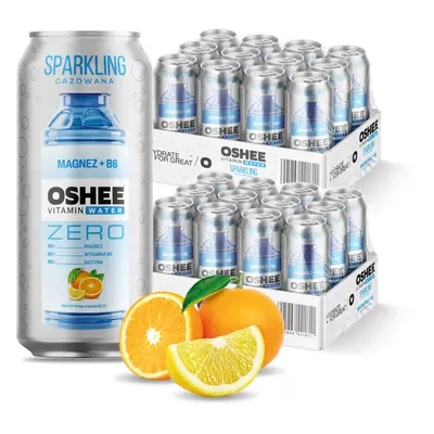 24x OSHEE Vitamin Water Sparkling magnez + B6 ZERO cytryna pomarańcza 500 ml