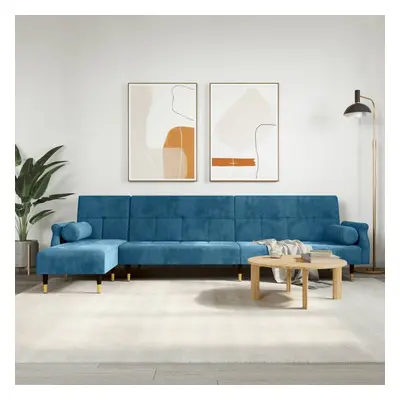 vidaXL vidaXL Sofa rozkładana L, niebieska, 271x140x70 cm, aksamit