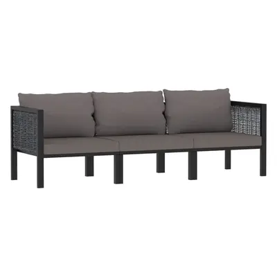 vidaXL 3-osobowa sofa ogrodowa z poduszkami, antracytowa, polirattan