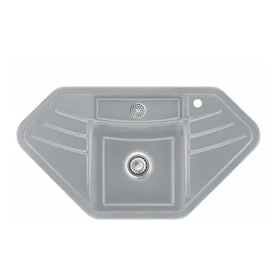 Systemceram Vega ECK Titan, Zlewozmywak ceramiczny narożny, korek manualny,