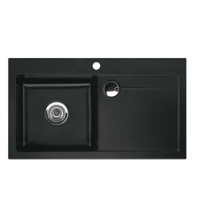 Systemceram Stema 90 Nigra, zlewozmywak ceramiczny, korek manualny