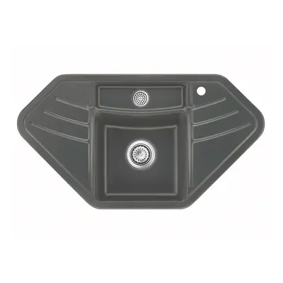 Systemceram Vega ECK Lava, Zlewozmywak ceramiczny narożny, korek manualny,