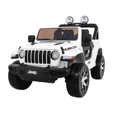 Jeep Wrangler Rubicon na akumulator dla dzieci Biały + Pilot + Radio MP3 LED + Koła EVA