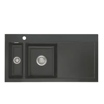 Systemceram Mera 100 Schiefer, Zlewozmywak ceramiczny, korek manualny, lewa komora