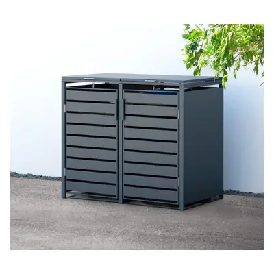 Westmann Metalowy pojemnik na śmieci 2 kosze 2x 240L Antracyt 132x80x116cm