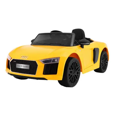 Audi R8 Spyder na akumulator Żółty + Pilot + EVA + Wolny Start + Radio MP3 + LED