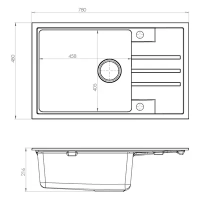 Alveus Intermezzo 130 czarny 91 (78x48) z syfonem manualnym