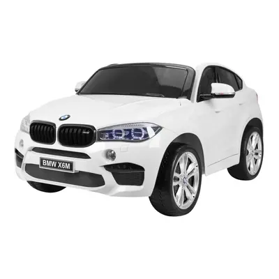 BMW X6M XXL dla 2 dzieci Biały + Pilot + Ekoskóra + Pasy + Wolny Start + MP3 USB + LED