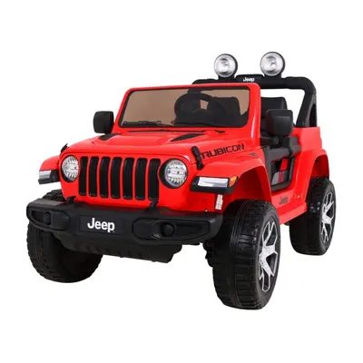 Jeep Wrangler Rubicon na akumulator dla dzieci Czerwony + Pilot + Radio MP3 LED + Koła EVA