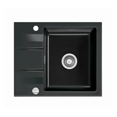 Systemceram Genea 60 Nero, zlewozmywak ceramiczny, korek manualny
