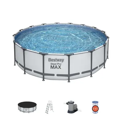 Basen stelażowy Steel Pro MAX 488x122 Szary 16FT BESTWAY 5w1 + Drabinka + Pokrywa