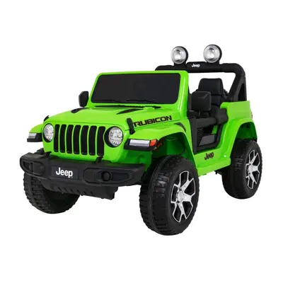 Jeep Wrangler Rubicon na akumulator dla dzieci Zielony + Pilot + Radio MP3 LED + Koła EVA