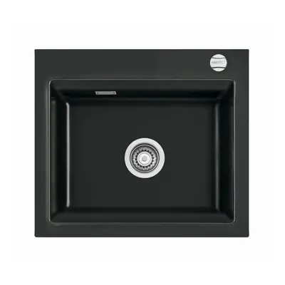 Systemceram Kara 57 Nero zlewozmywak ceramiczny, korek manualny