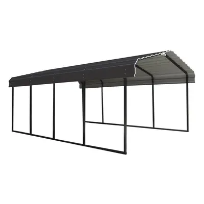 ShelterLogic Stalowy garaż z wiatą Rzym Szary 600x370x260cm