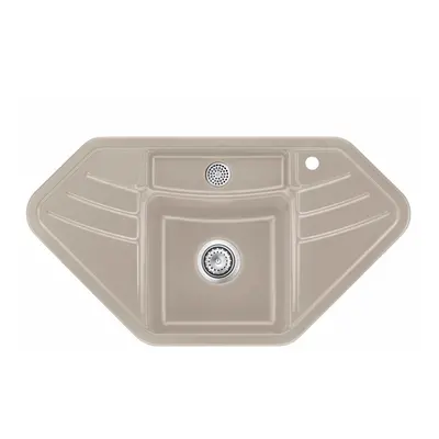 Systemceram Vega ECK Fango, Zlewozmywak ceramiczny narożny, korek manualny,