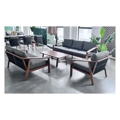 Meble Ogrodowe Aluminiowe Dwie Sofy + Fotel + Stolik