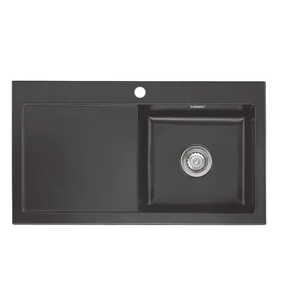 Systemceram Mera 90 Schiefer, zlewozmywak ceramiczny, korek manualny
