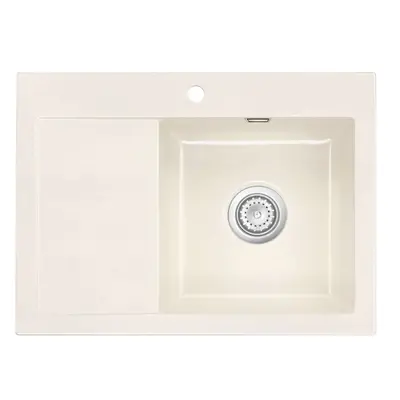 Systemceram Mera 70 Magnolia, zlewozmywak ceramiczny, korek manualny