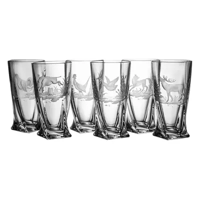 Crystal Julia Szklanki wysokie do soku 6 sztuk motyw myśliwski