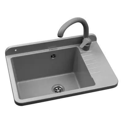 Pyramis Umywalka ogrodowa Top, szary granit + bateria Ossia