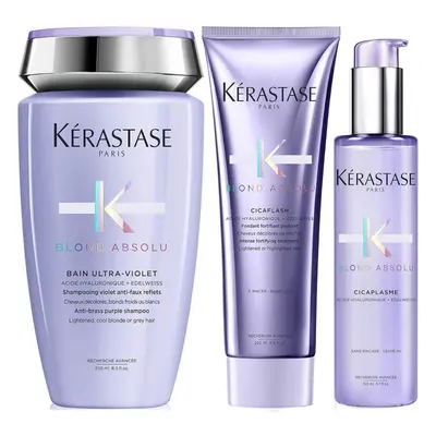 Kérastase Blond Absolu Ultraviolet Shampoo, Conditioner and Treatment Routine for Brightening Bl