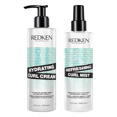 Redken Hydrating Curl Defining Cream and Refreshing Curl Hair Mist Bundle for Curly and Coily Ha