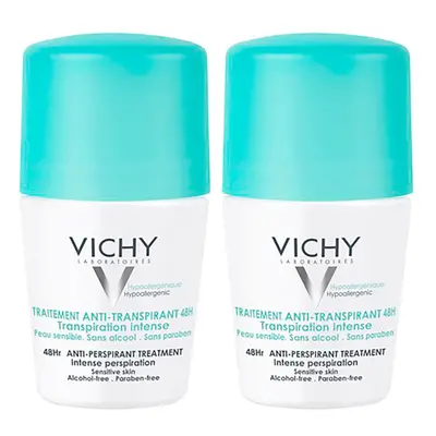 Vichy 48 Hour Intensive Antiperspirant Roll-on Deodorant for Sensitive Skin Bundle 2 x 50ml