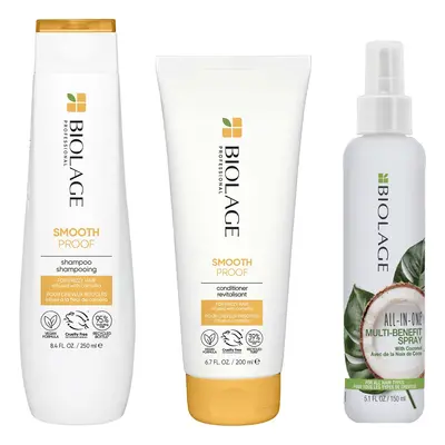 Biolage Smooth Proof Shampoo and Conditioner and All-in-One Coconut Infusion Multi-Benefit Leave