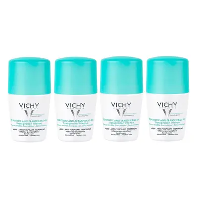 VICHY 48 Hour Intensive Anti-Perspirant Roll-on Deodorant Set for Sensitive Skin 4 x 50ml